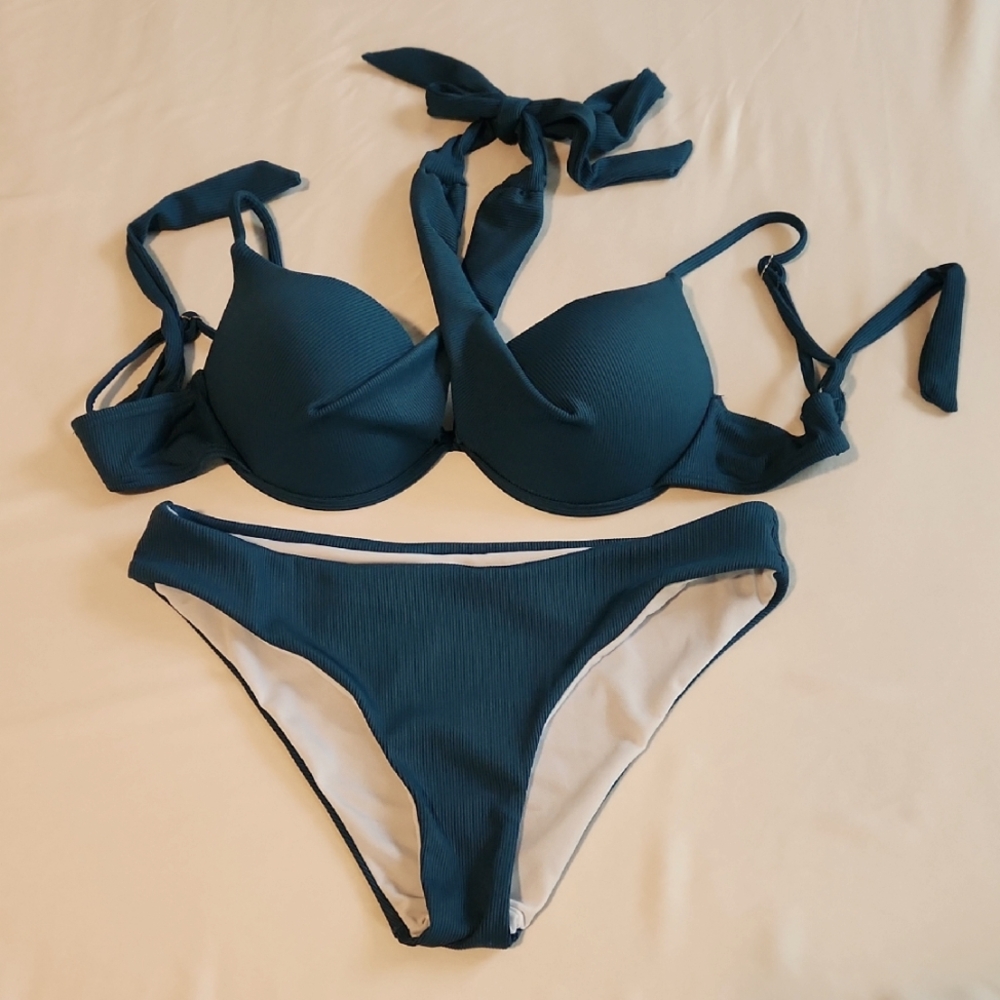 Push Up - Teal Bikini Set 34B, M